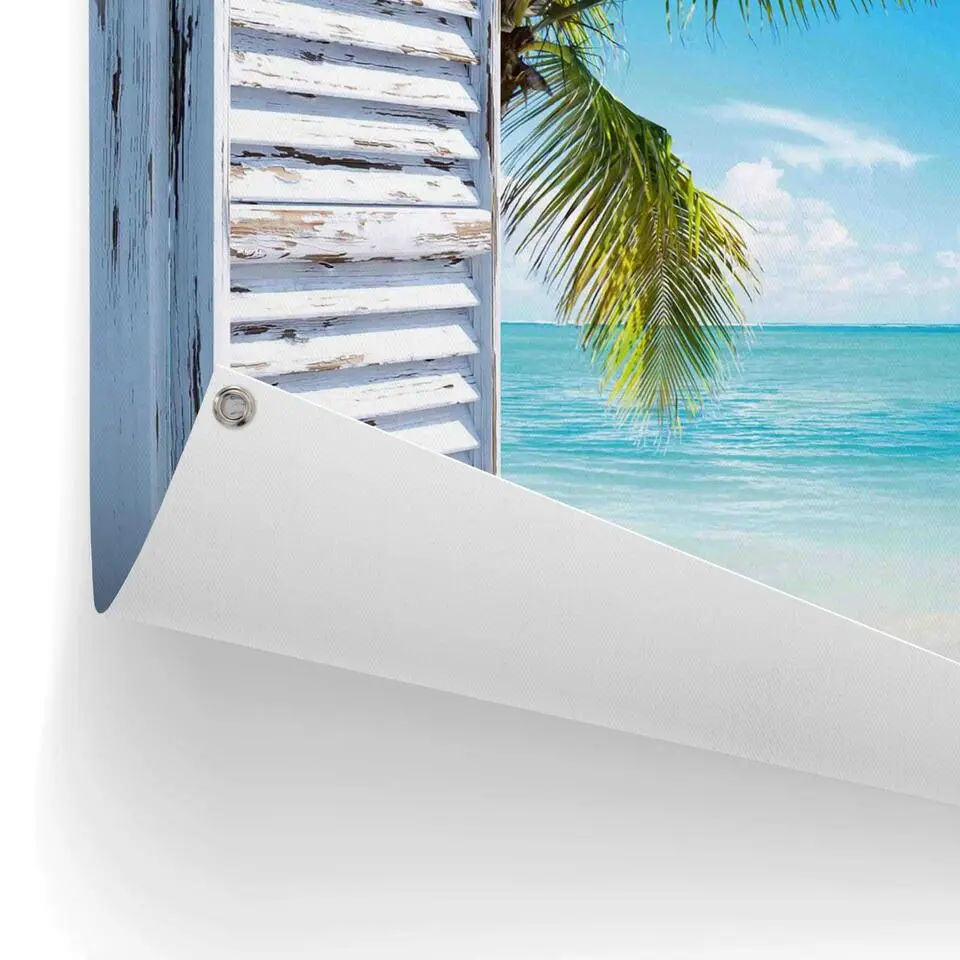 Tuinposter Tropisch strand - 80x120cm - Blauw