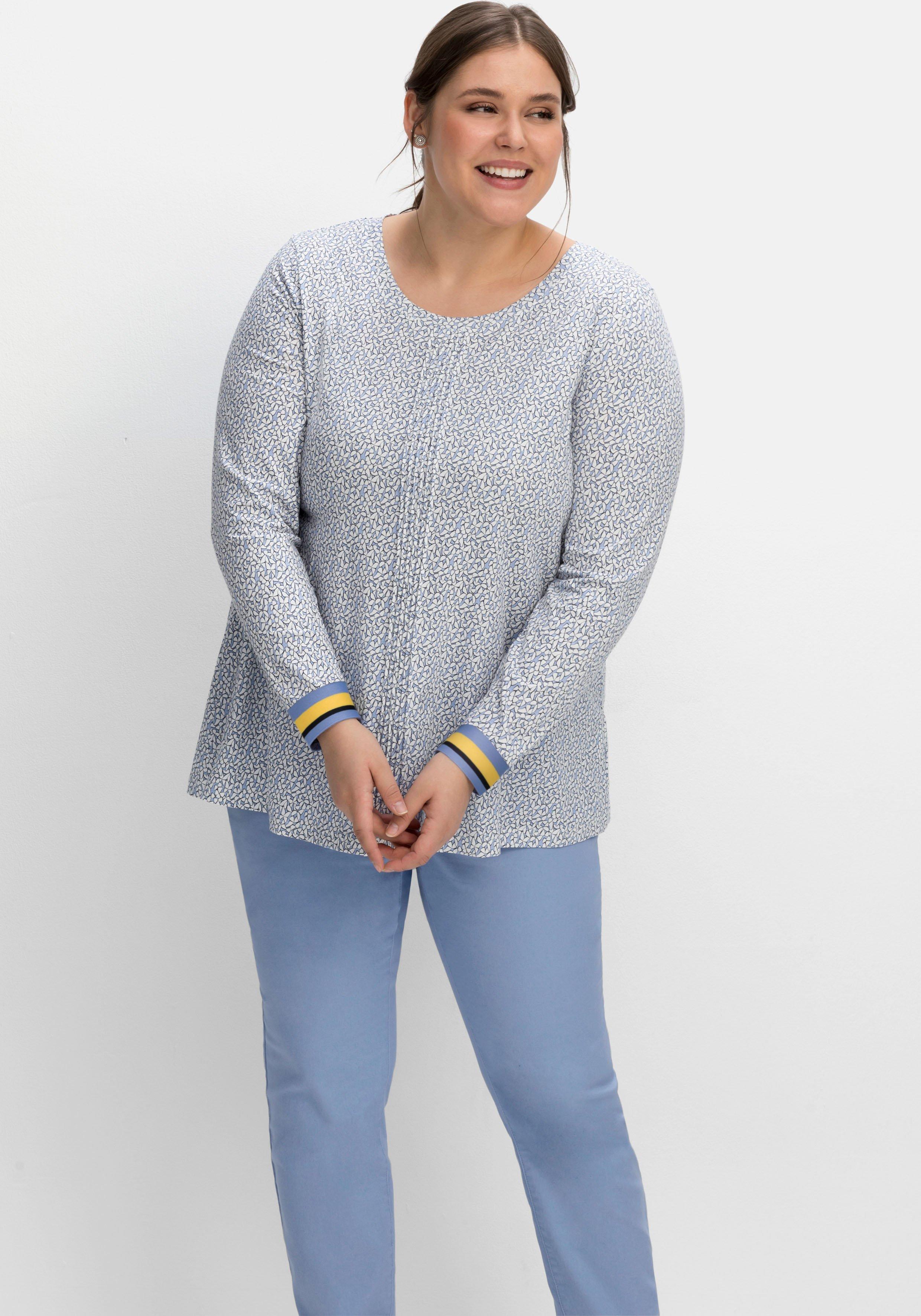 Langarmshirt in A-Linie, mit Minimal-Alloverdruck