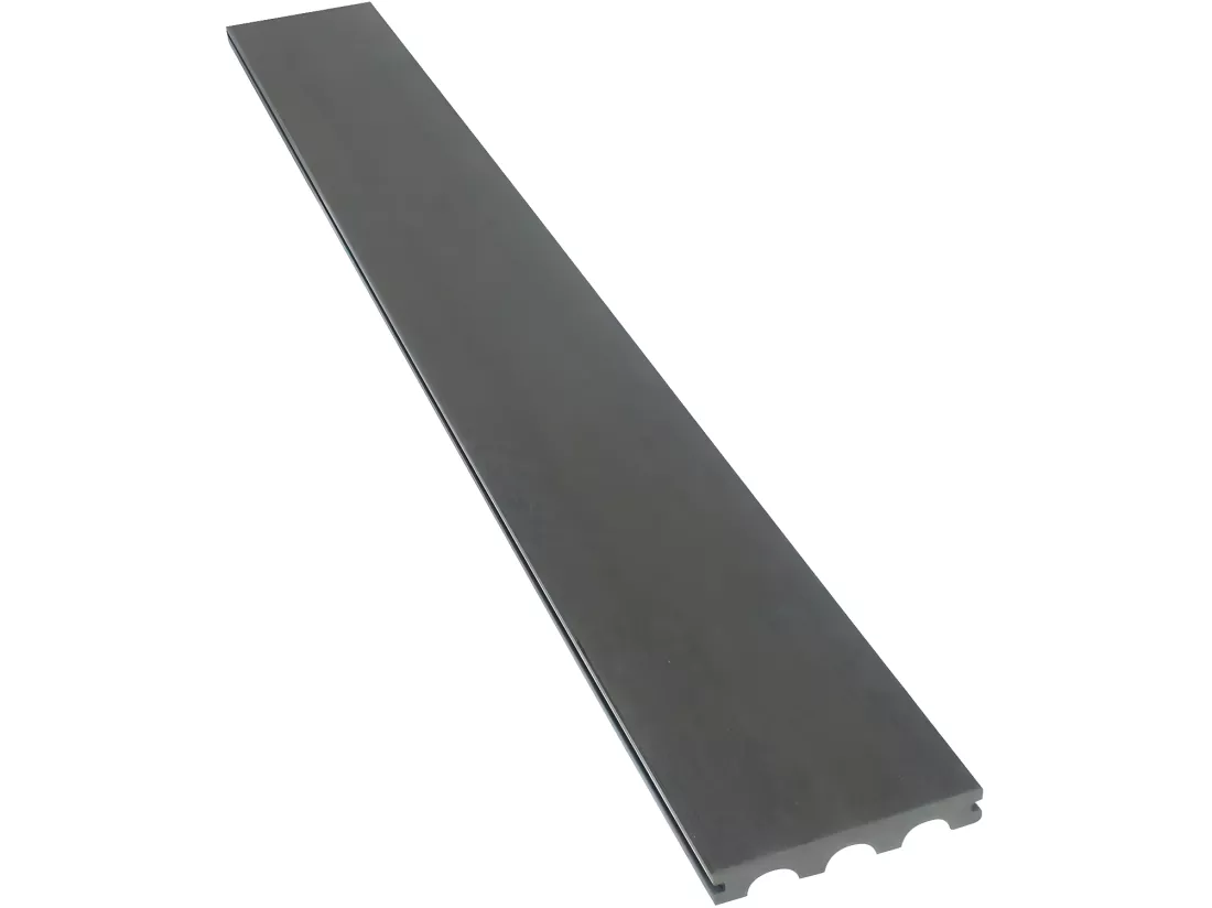 Lot de 3 lames de terrasse composite pleines - Long: 2,4m - 1m2- Gris foncé