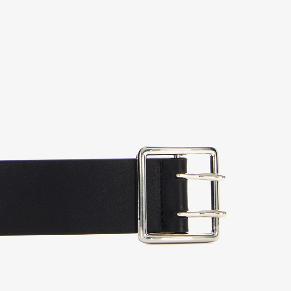 Dames riem zwart met zilverkleurige details