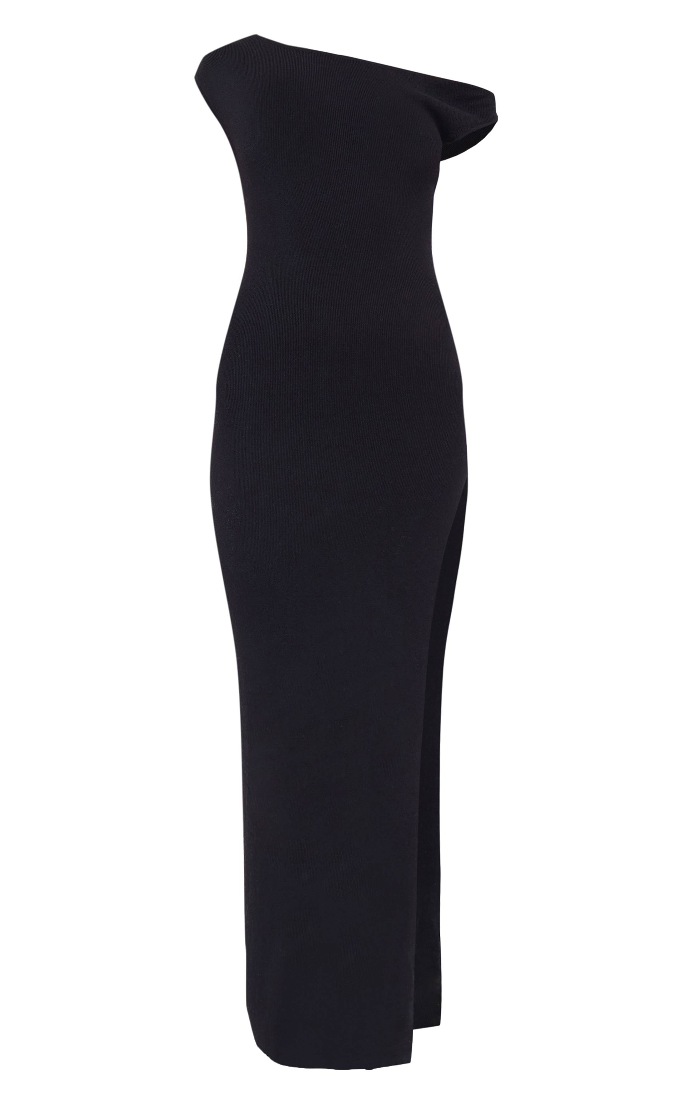 Noir Robe Maxi En Maille Fine Avec Col Torsadé