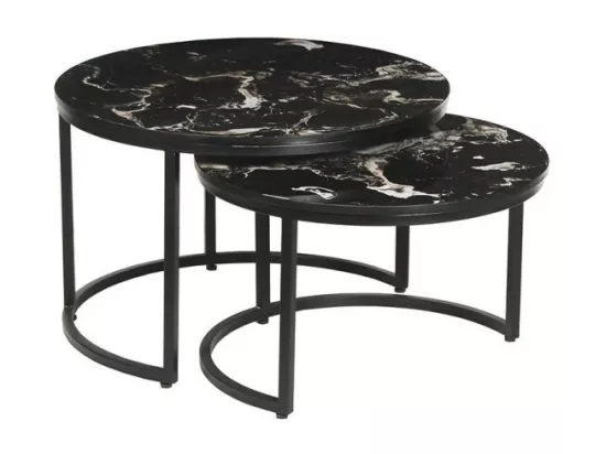 Table basse collection NAZARI. Meuble type CONTEMPORAIN. Pierre aspect marbre noir.