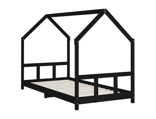 VIDAXL - Lit enfant Cadre de lit pour enfants noir 90x200 cm bois de pin massif