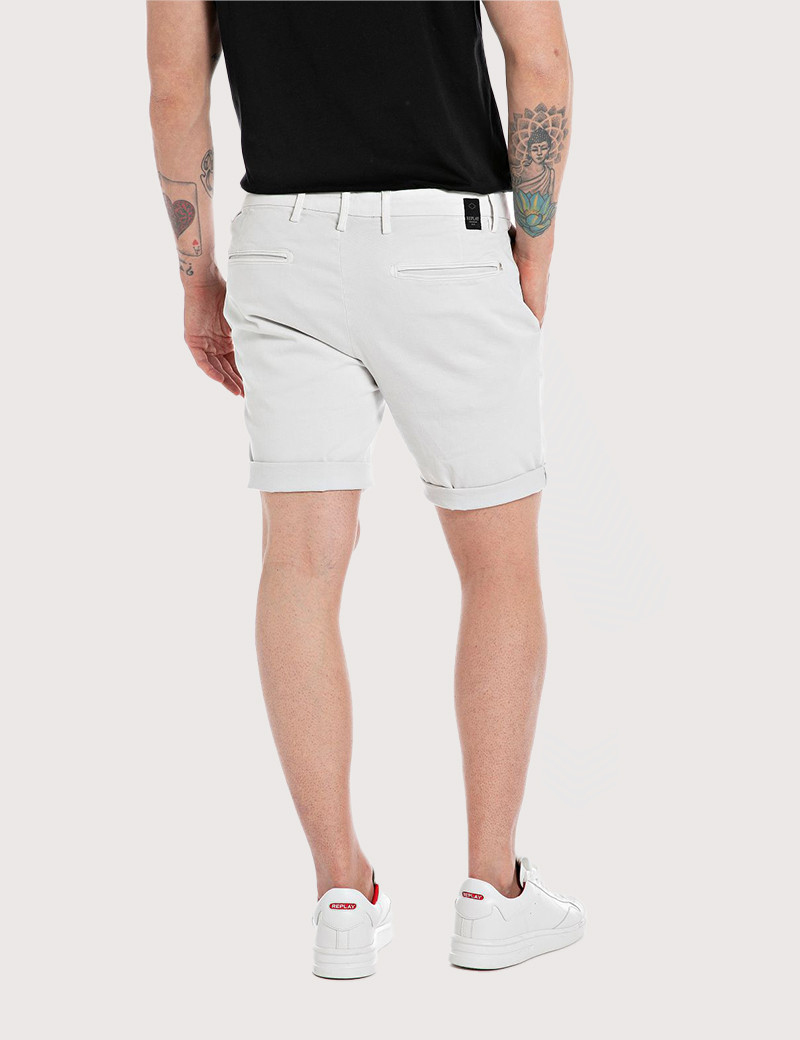 REPLAY SHORT CHINO HOMME BENNI REGULAR GRIS PERLE 209