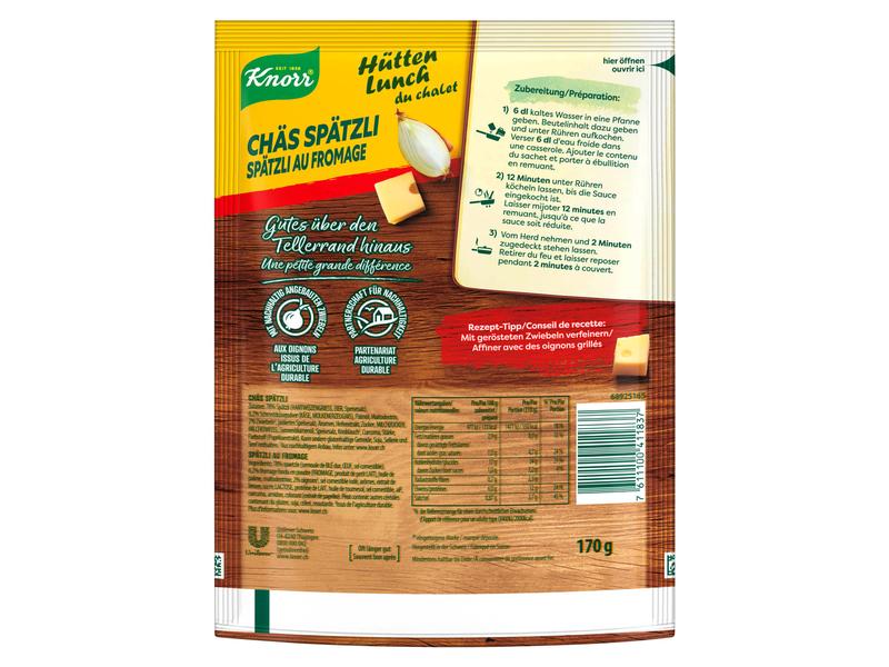 Knorr Hütten Lunch Chäs Spätzli 2 Portionen Fertigmischung für Pasta mit Käsesauce