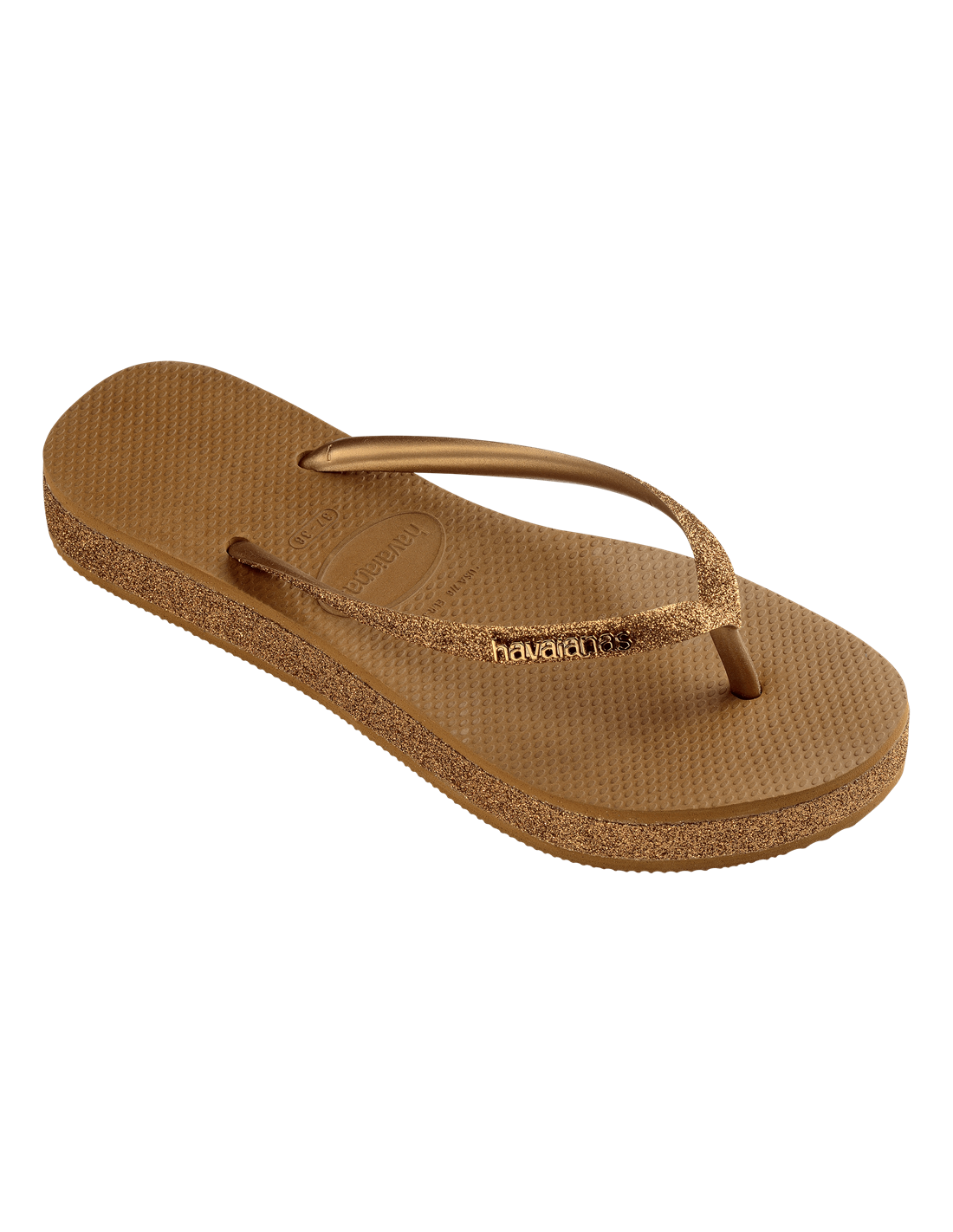 havaianas Tongs Compensées slim flatform sparkle bronze