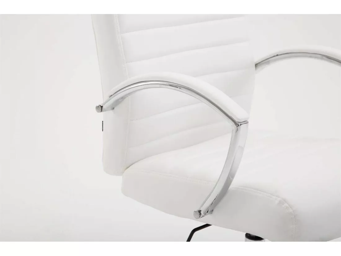 Chaise de bureau - Similicuir & Métal chromé - Blanc - Valais