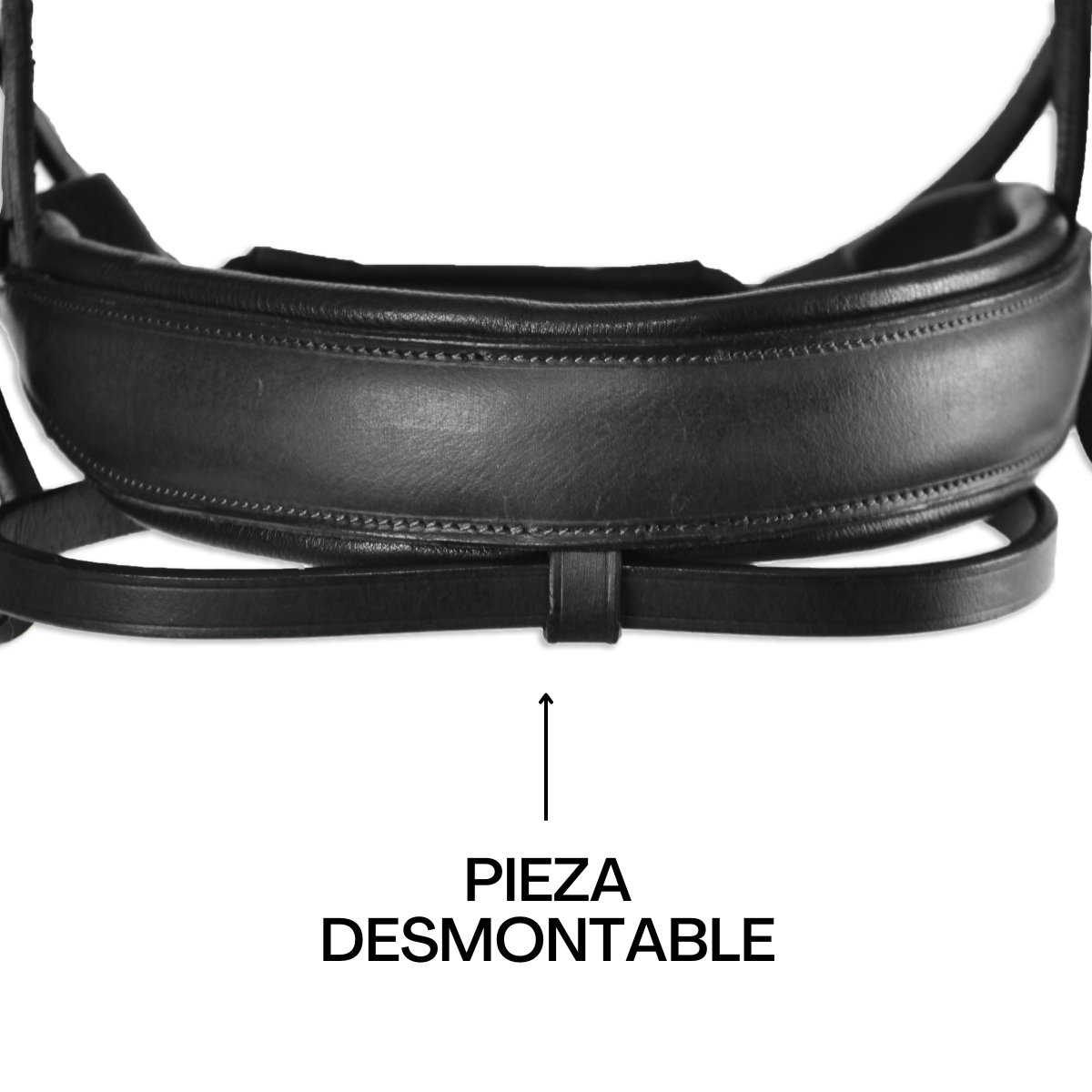Cabeçada estilo inglês com rédeas duplas, marca Los Nietos. Preta. Equipamento para cavalos. Produto de selaria.