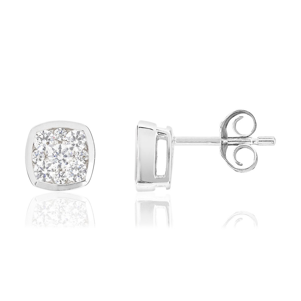 Boucles d'oreilles or 750 blanc diamants synthétiques 0.50 carat