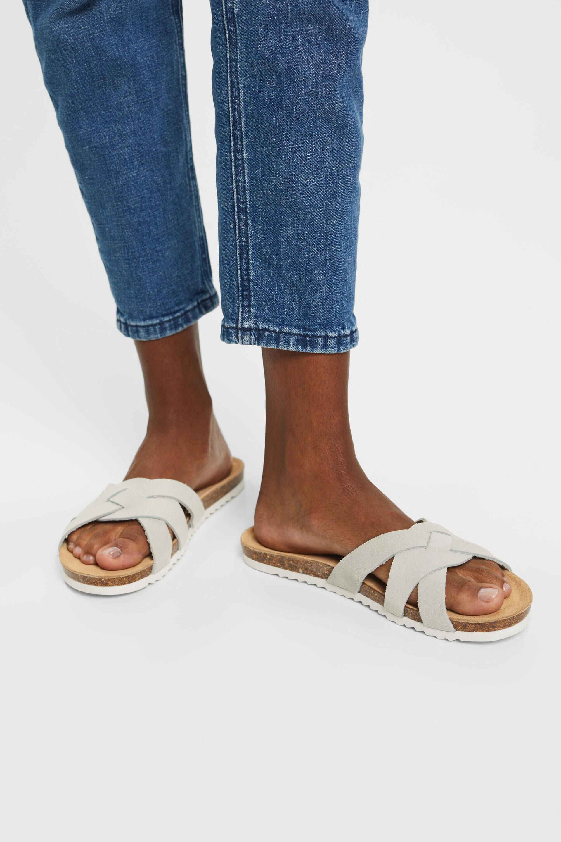 Sandales à enfiler en cuir suédé
