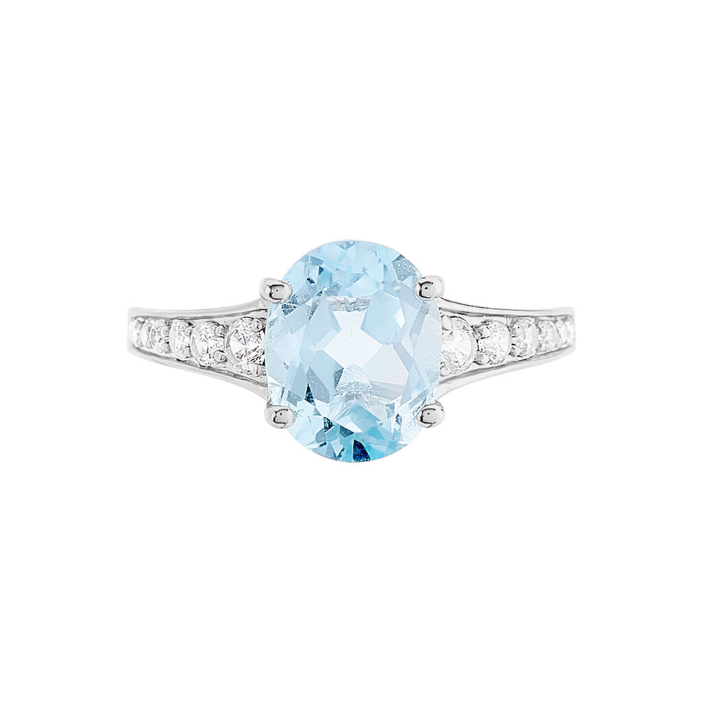Bague Marie-camille Or Blanc Topaze Et Oxyde De Zirconium