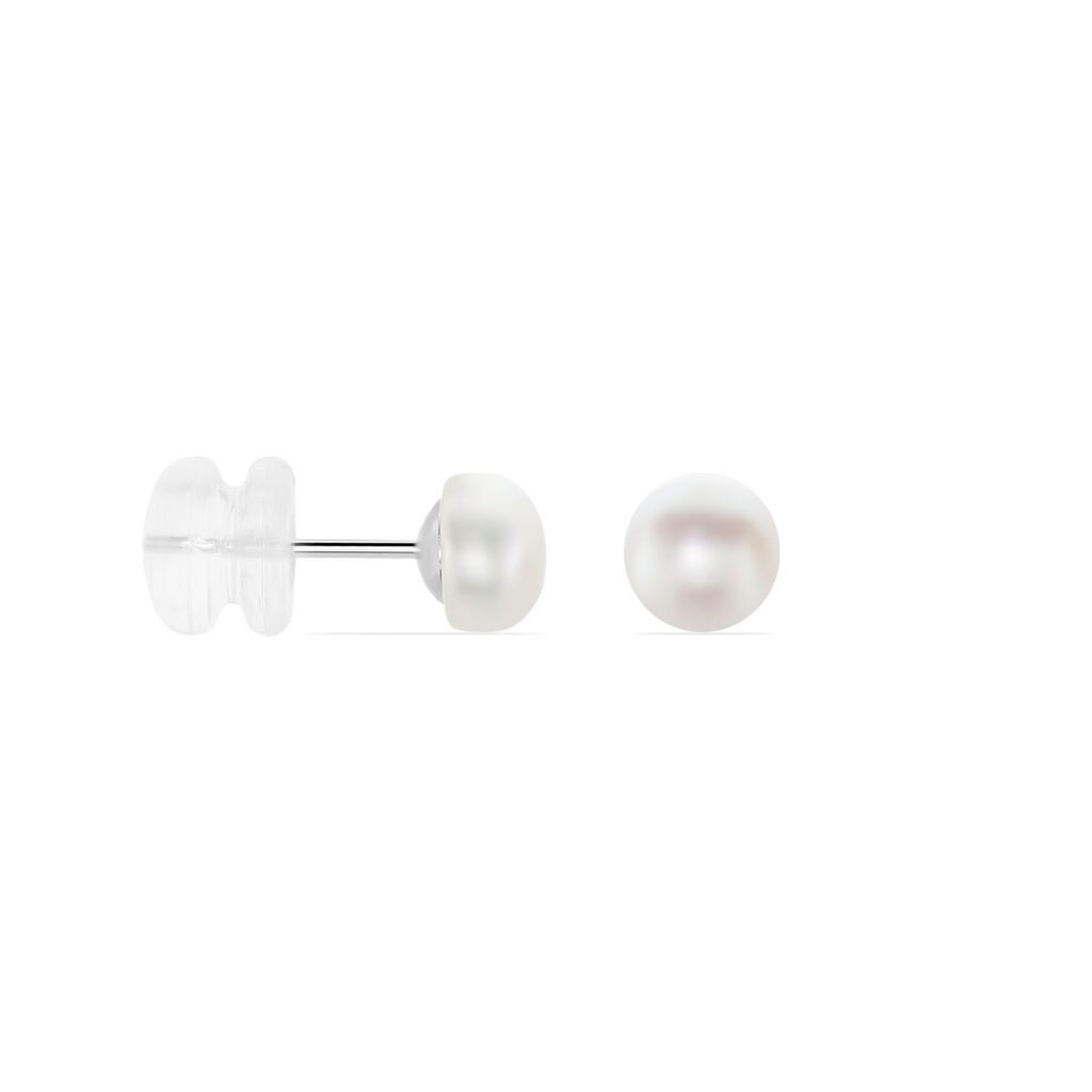 Boucles D'oreilles Puces Kesya Nacres Bouton Or Jaune Perle De Culture