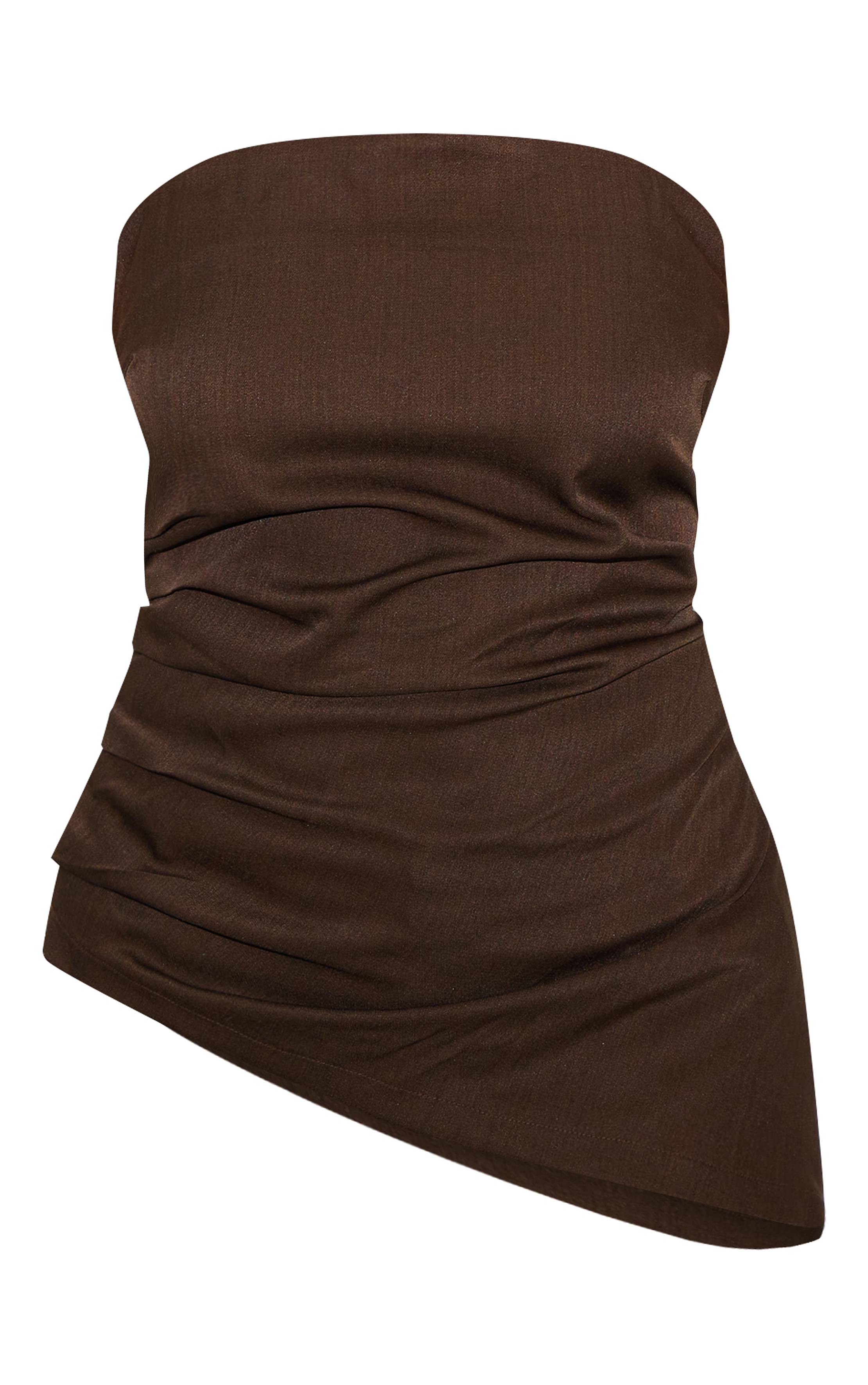 Deep Chocolate Ensemble Coordonné Haut Tissé Ajusté Grande Taille