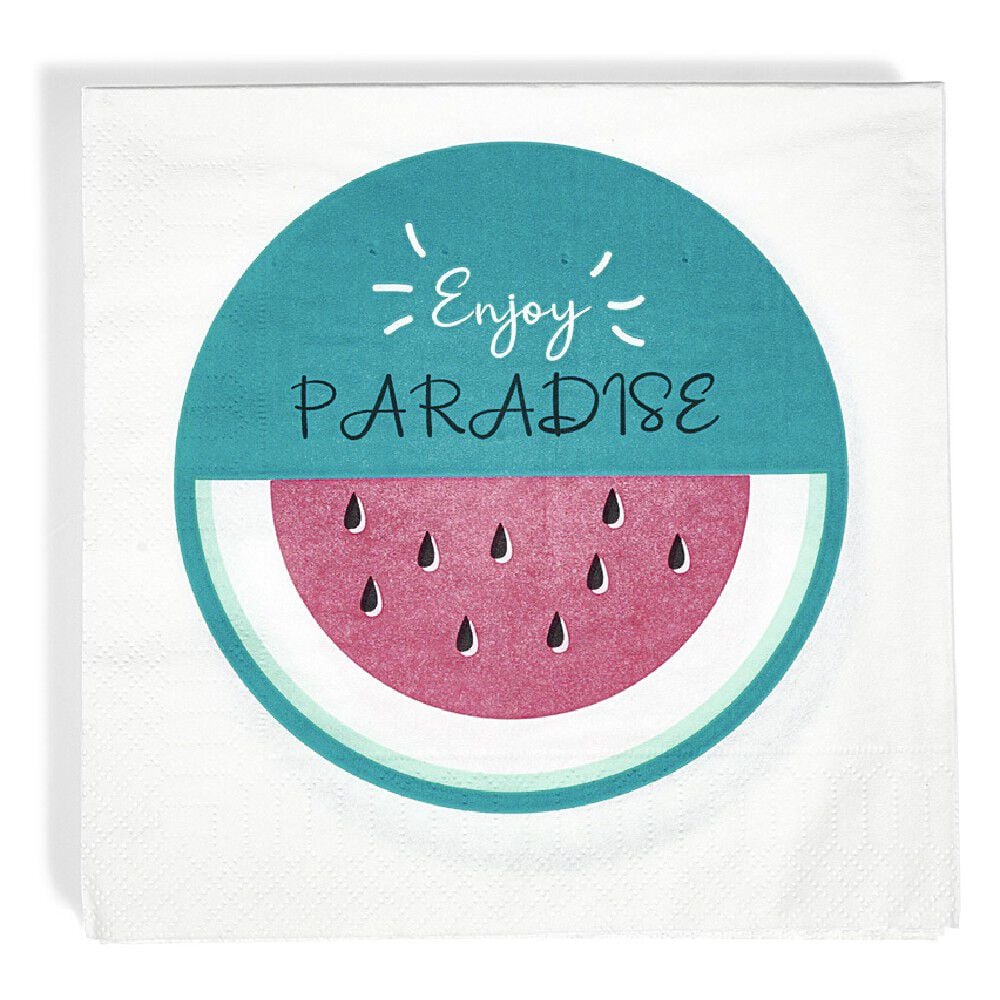 Serviette en papier exotique motif pastèque x20