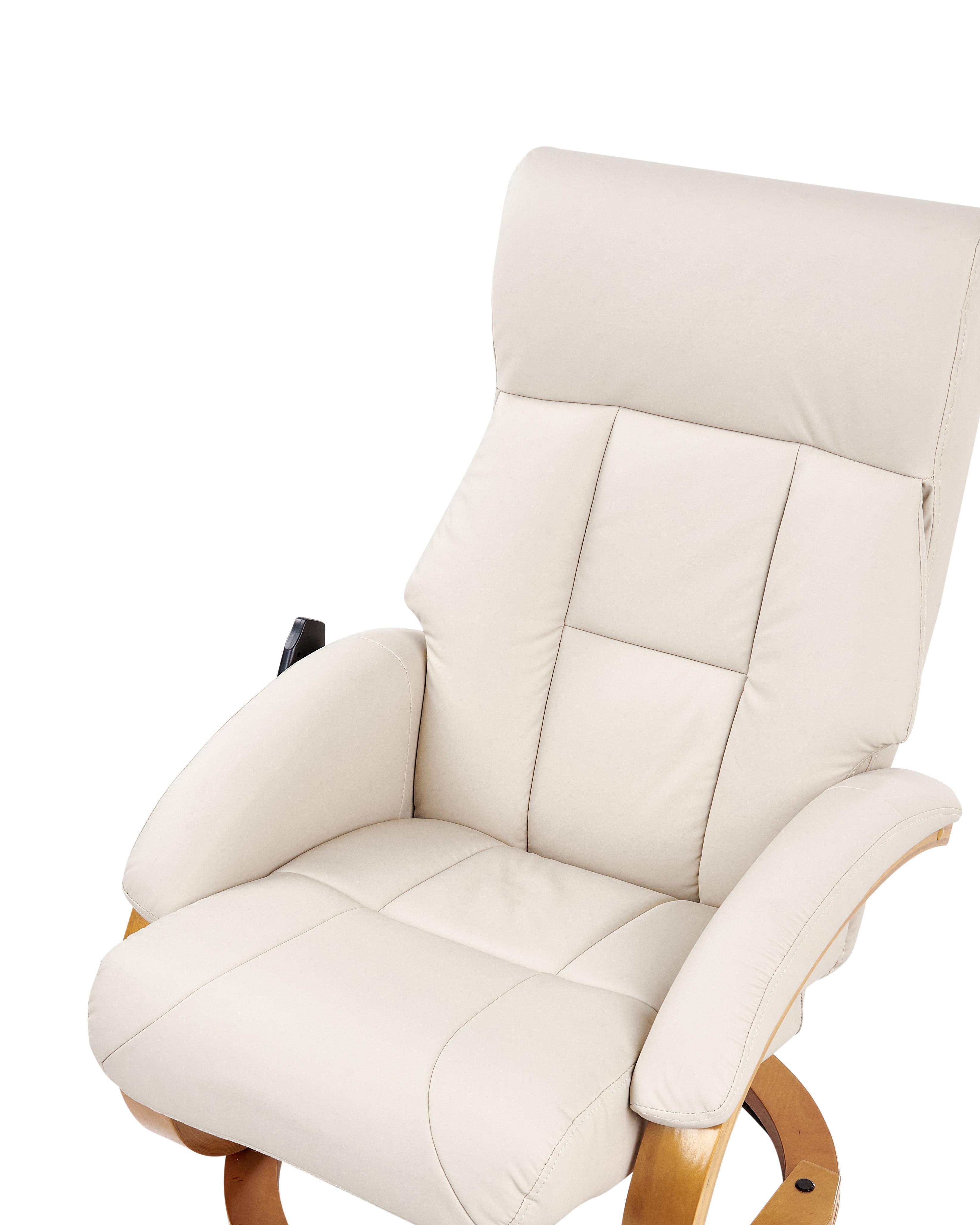 Massagestoel FORCE met voetenbank Kunstleer Lichtbeige