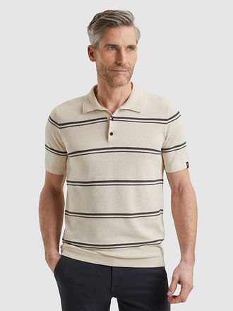 Vanguard Knitted Poloshirt Streep Beige VPSS2504851-7074 kopen