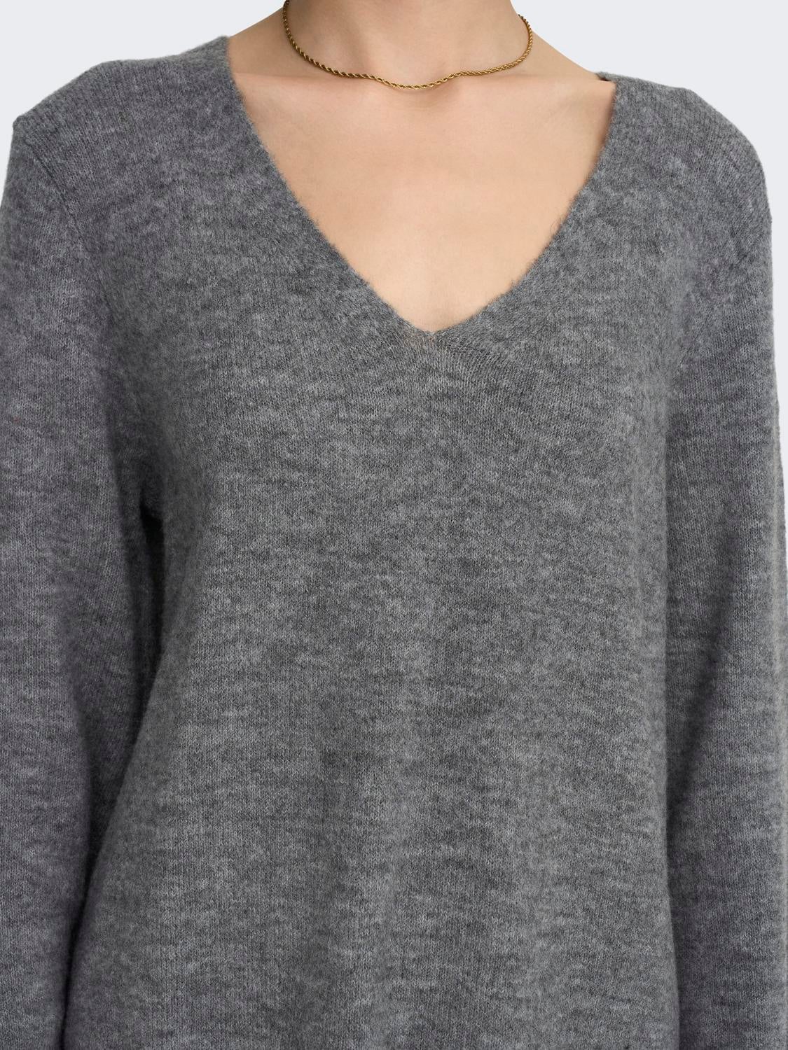 JDYELANORA Langes Kleid Dark Grey Melange