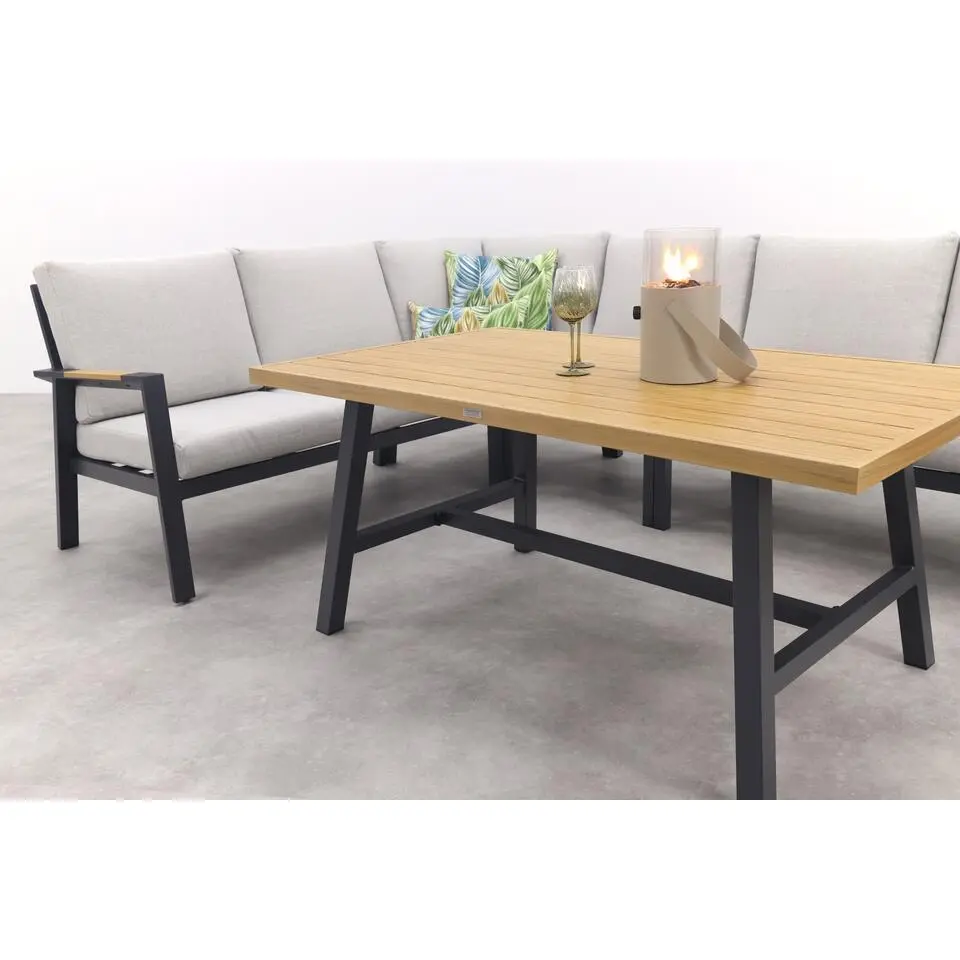 Elati lounge-dining hoekset-5-delig-c.black - sand - light teaklook