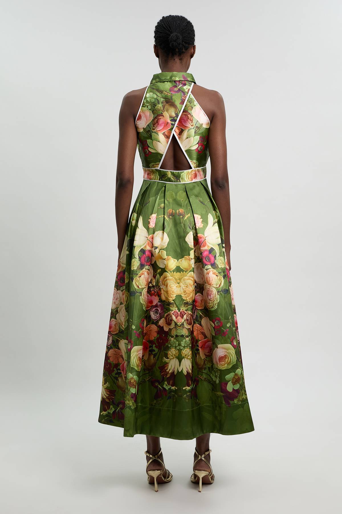 KarenMillen Robe Longue À Col En Sergé Fleuri