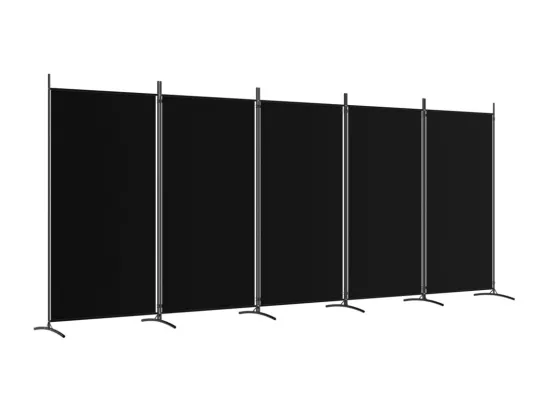 Cloison de séparation 5 panneaux Noir 433x180 cm Tissu