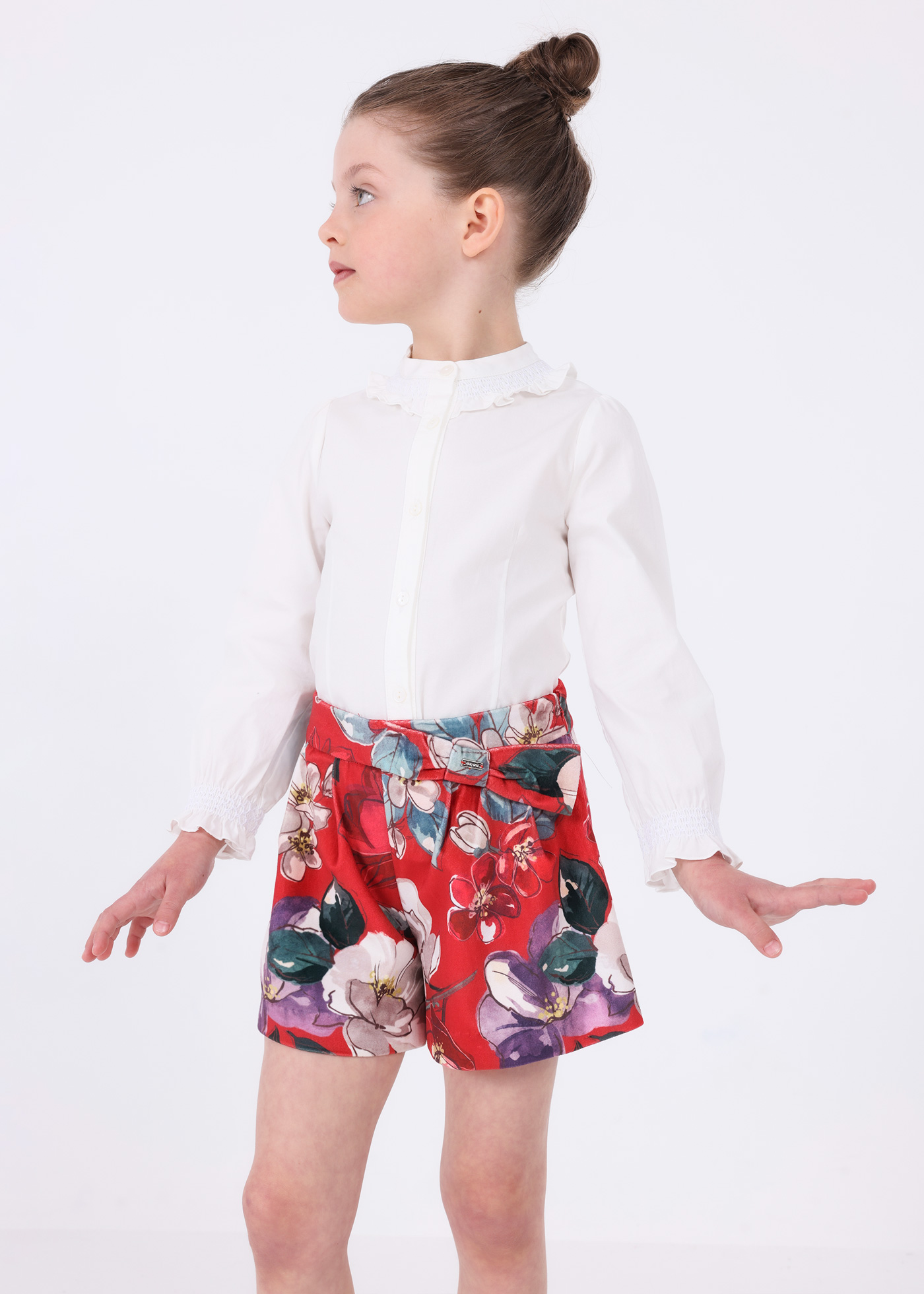 Shorts de veludo estampado para meninas