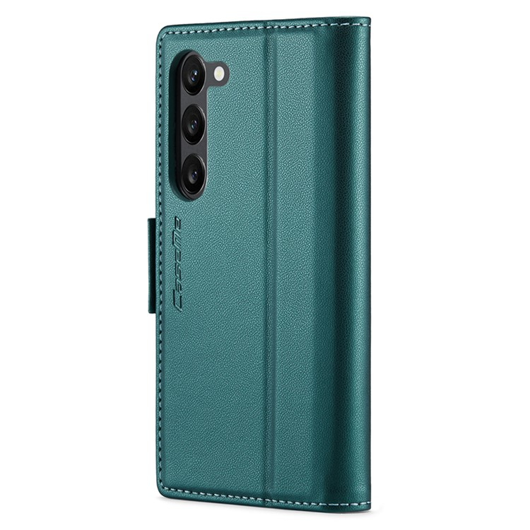 Samsung Galaxy S24 Leder Tasche Flip Wallet Etui mit Kartenfächern Litchi Look (RFID Schutz) - Grün