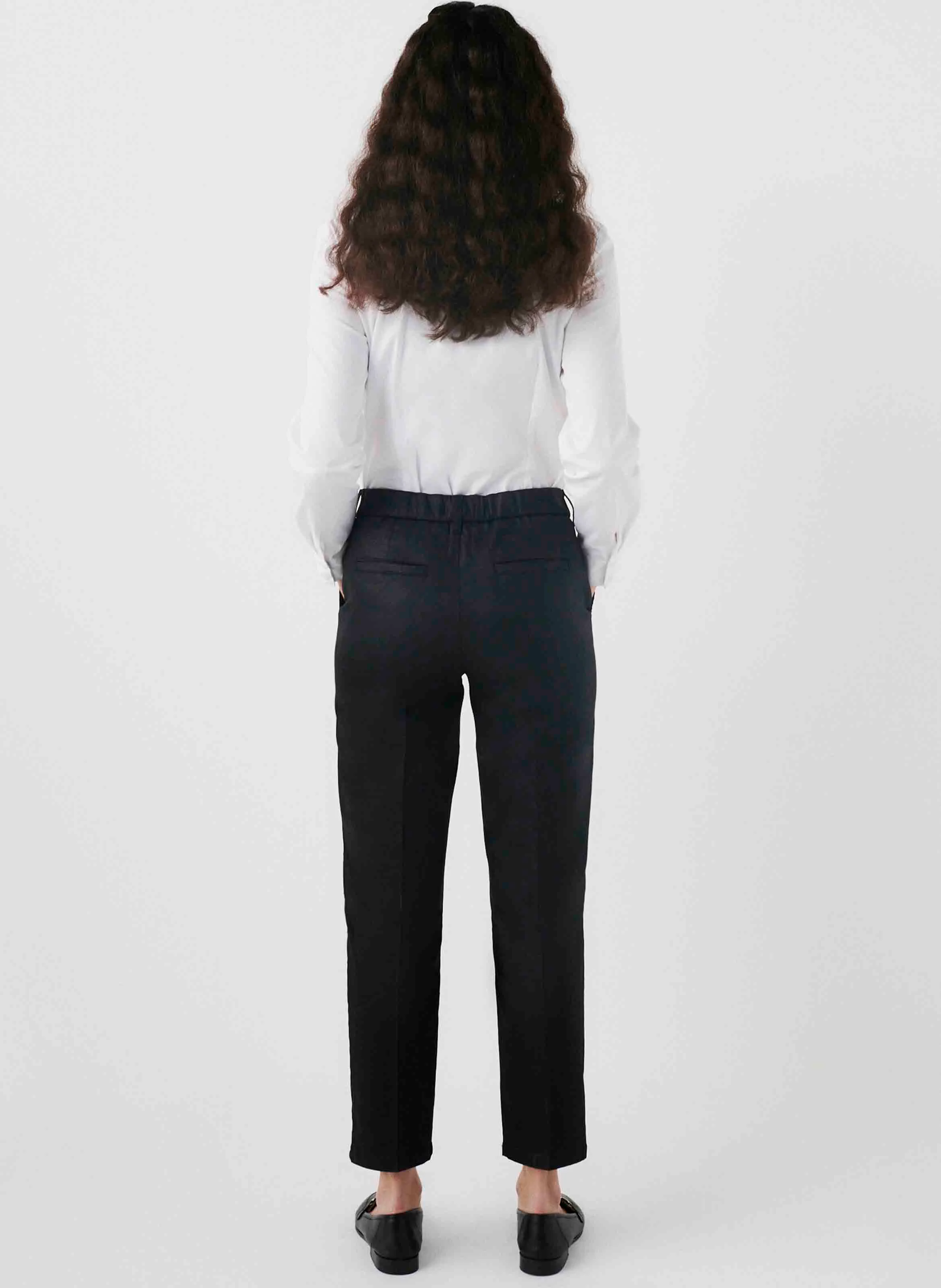 PSIDIKOU - Pantalon cigarette en coton mélangé | Noir