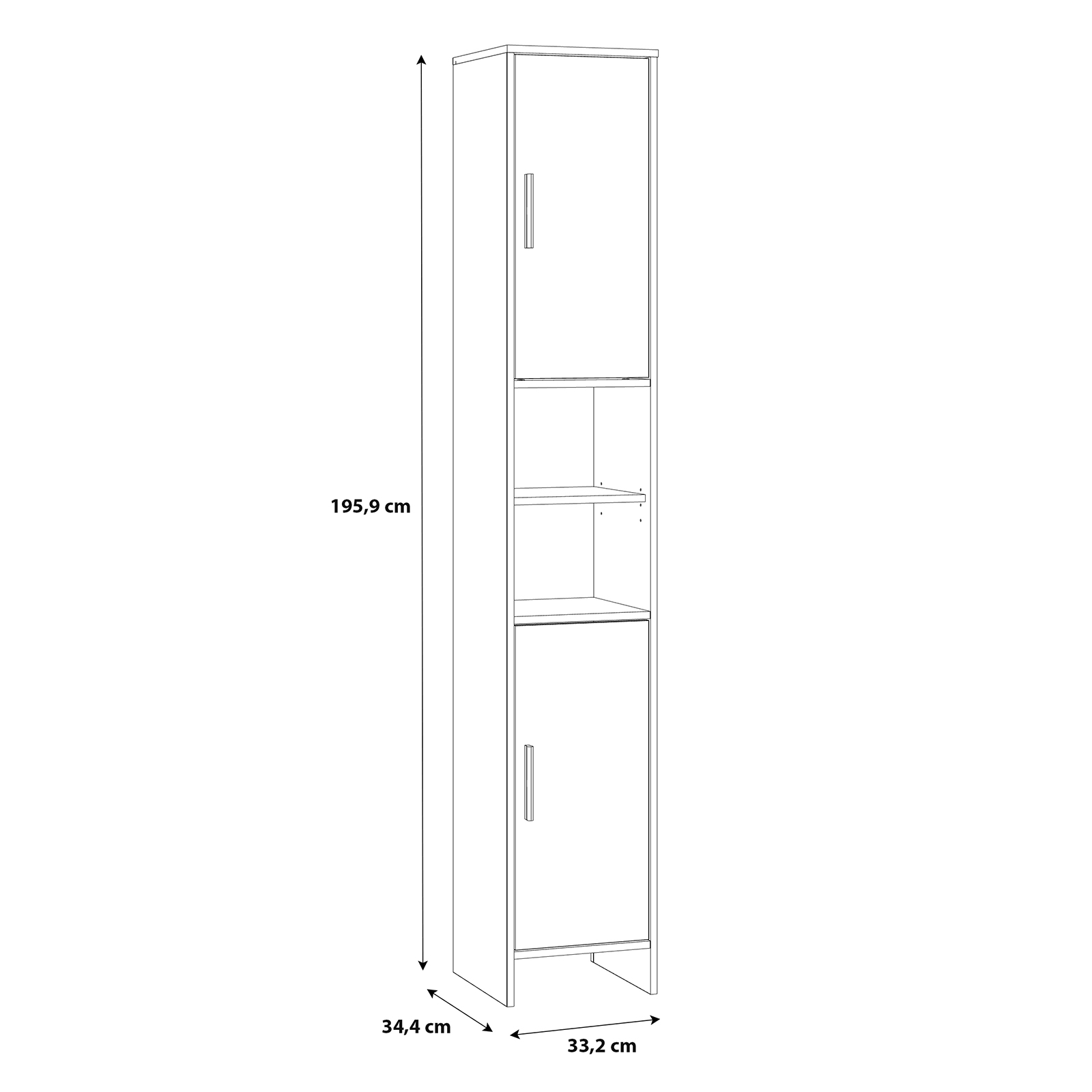Hochschrank - Sonoma Eiche-weiß - 33 cm breit