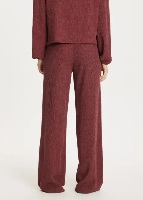 Wijde broek met structuur rood (BRIQUE)