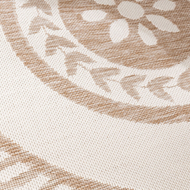 Rond jute buitenkleed - Nusa Medallion Beige/Creme