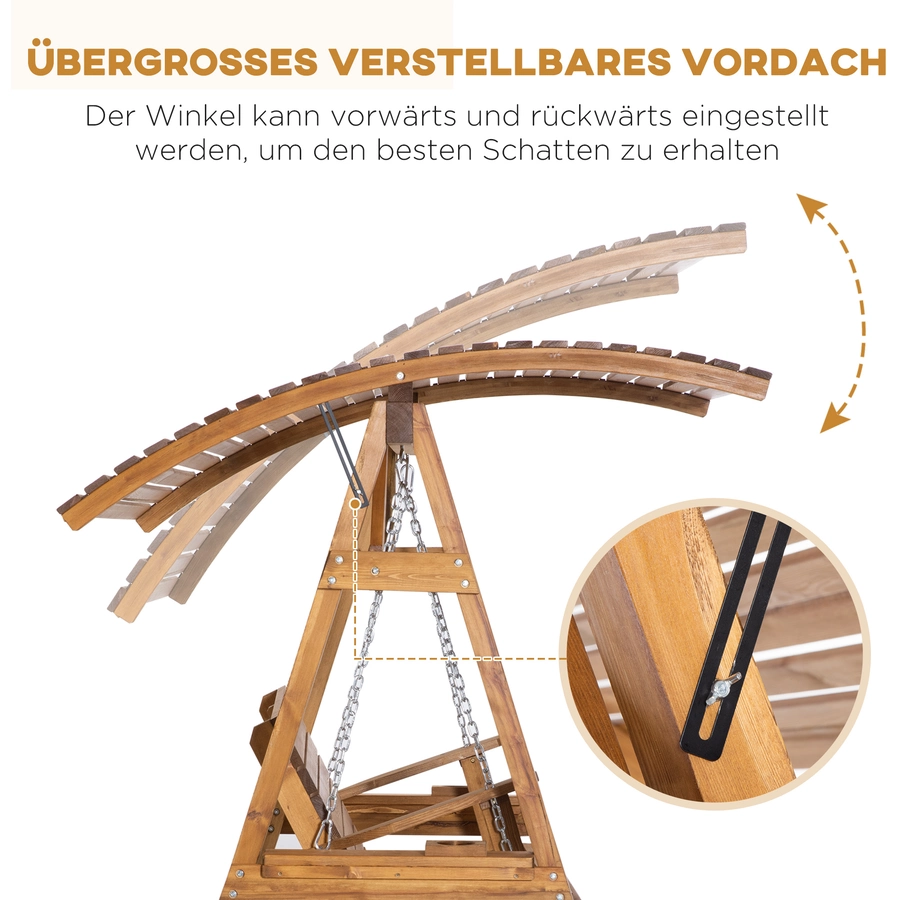 Outsunny Hollywoodschaukel mit verstellbarem Dach braun