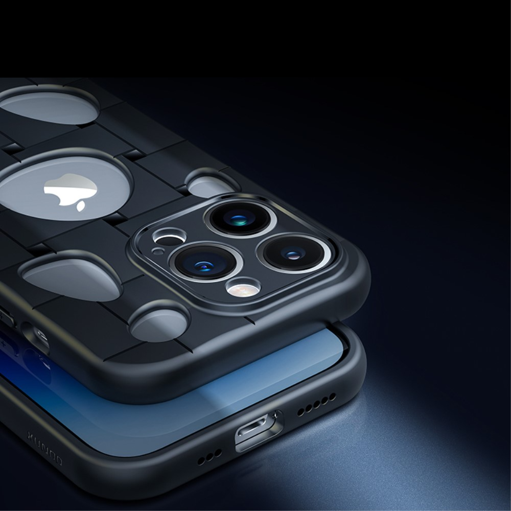 iPhone 14 Pro Wärmeabweisende Gummi Case Hülle Hohlloch Design mit Kameraschutz - Schwarz