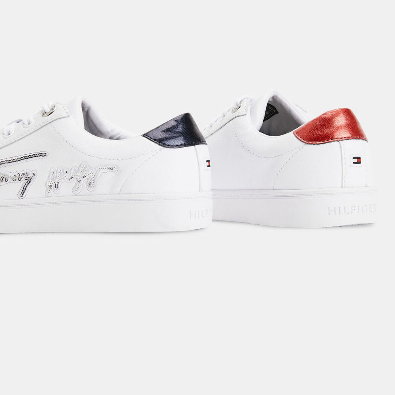 Tommy Hilfiger Baskets en Cuir Signature Sequins blanches