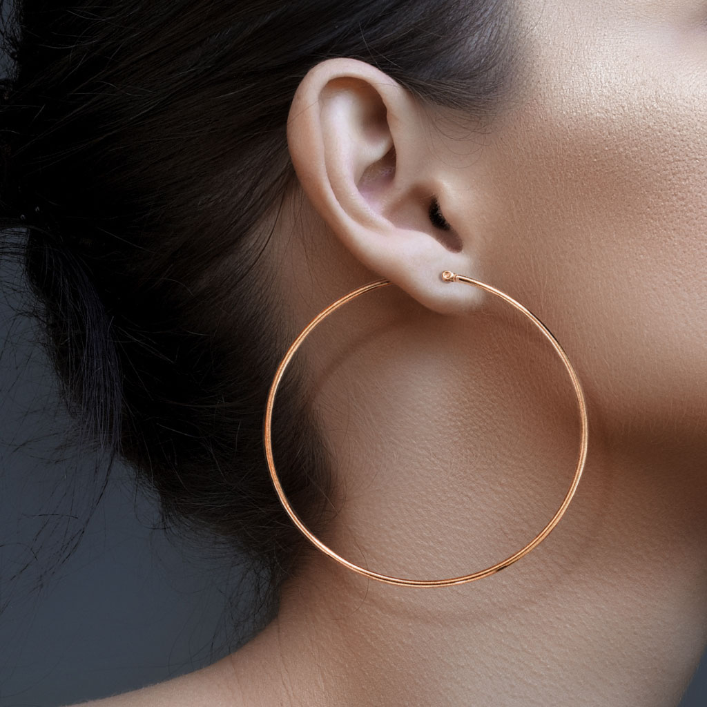 (1 Paar) Ø65mm 316L Edelstahl Ohrringe Kreolen - Gold