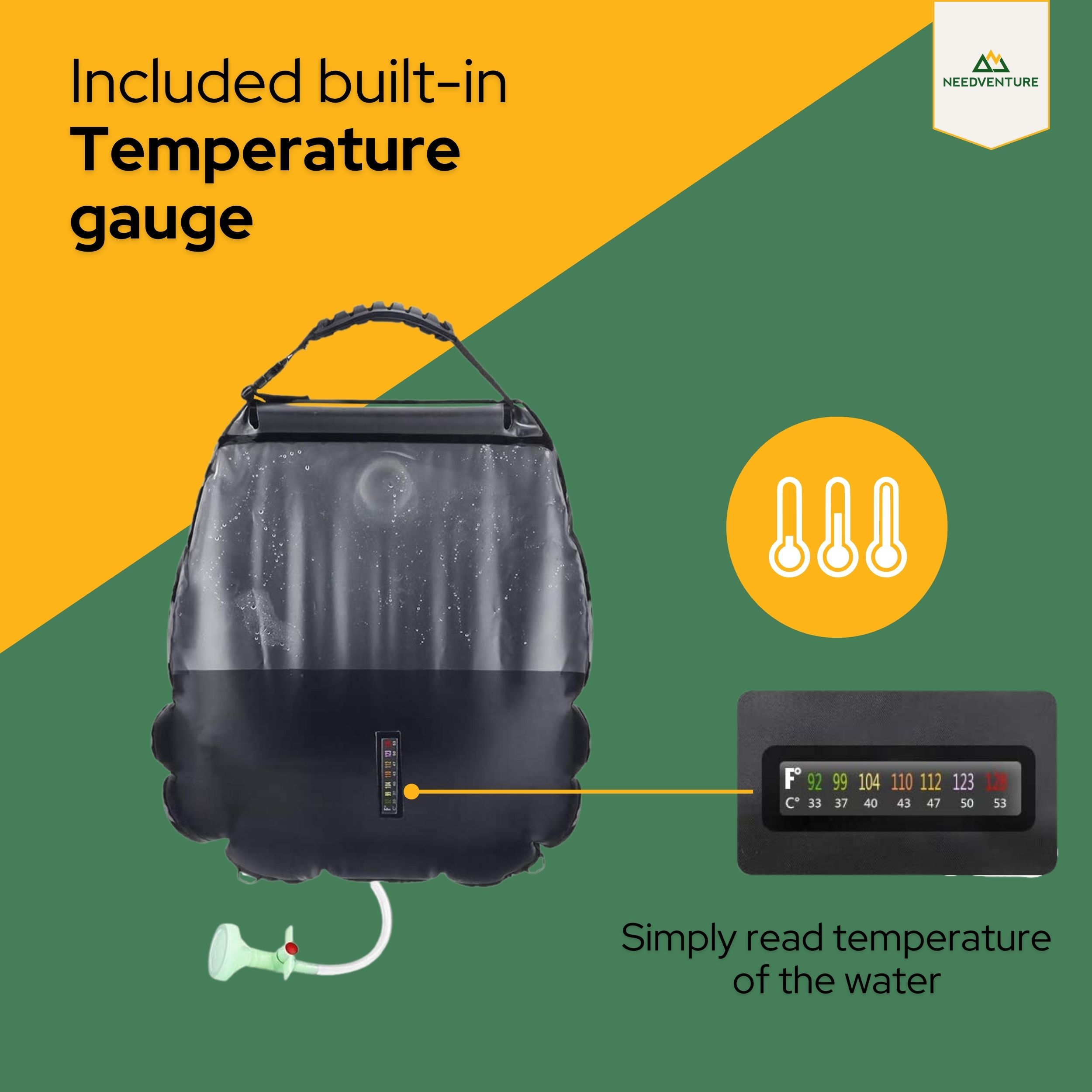 needventure® 20 Liter kampeerdouche - Black