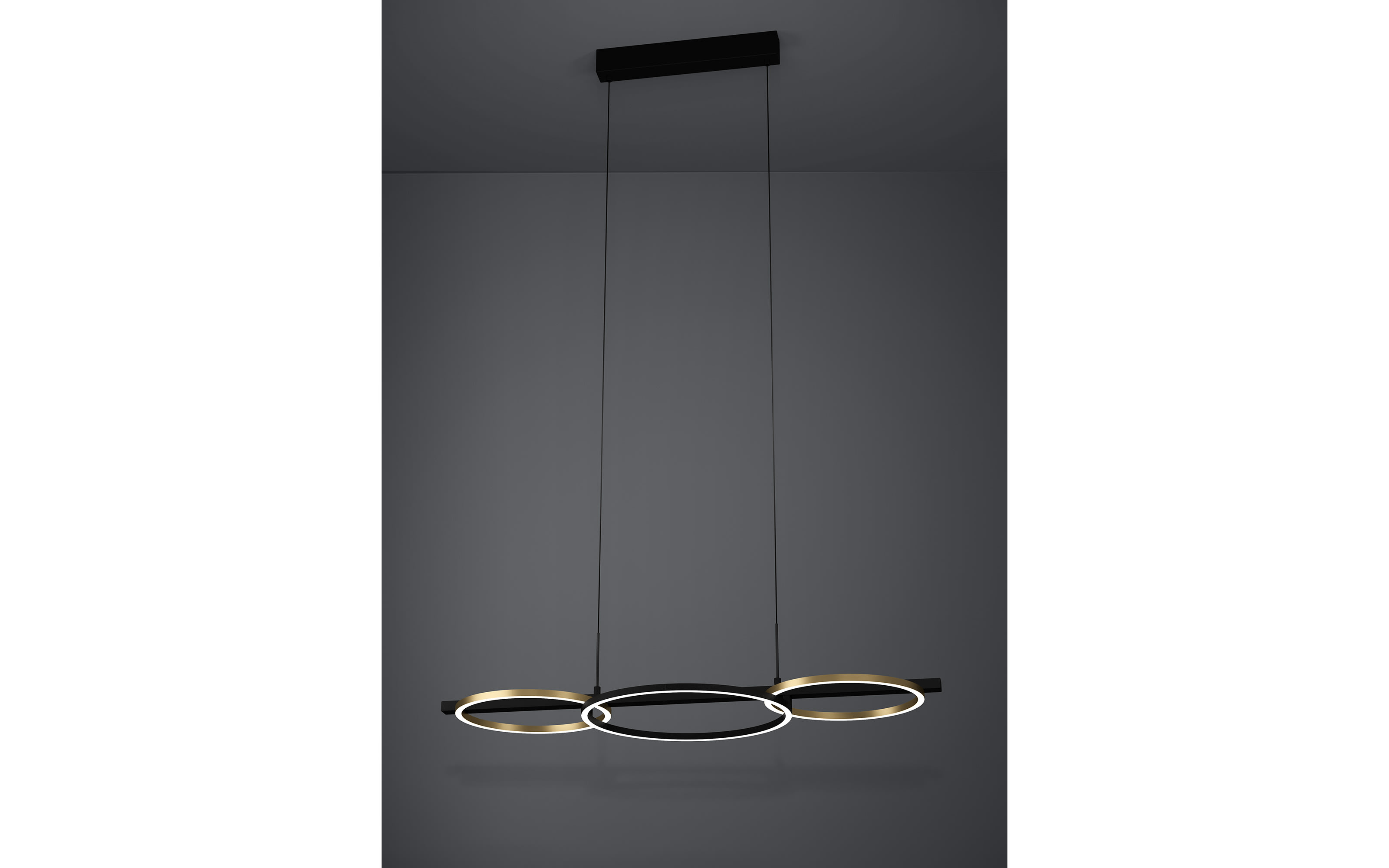 LED-Pendelleuchte LANACERA, schwarz/gold, inkl. Dimmfunktion