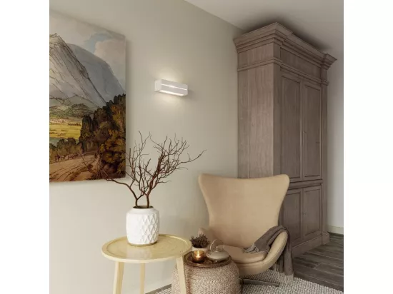Appliques Vega moderne en céramique - 1 sources lumineuses - L.32,5 x H.9,5 cm - blanc