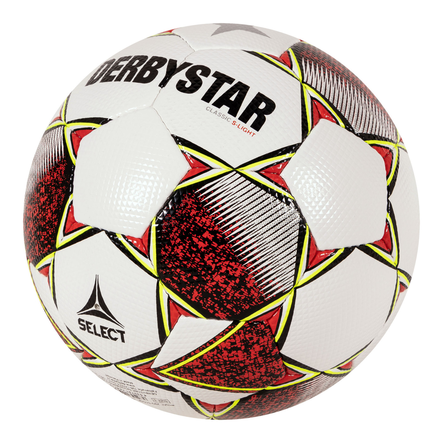 Derbystar Classic Super Light II Voetbal 4 x 3 Vlakken Maat 4 Wit Rood Geel