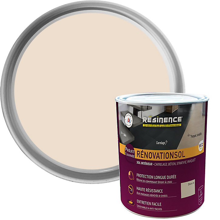 Résine de rénovation sol bi composante époxy Résinence doux lin 2L