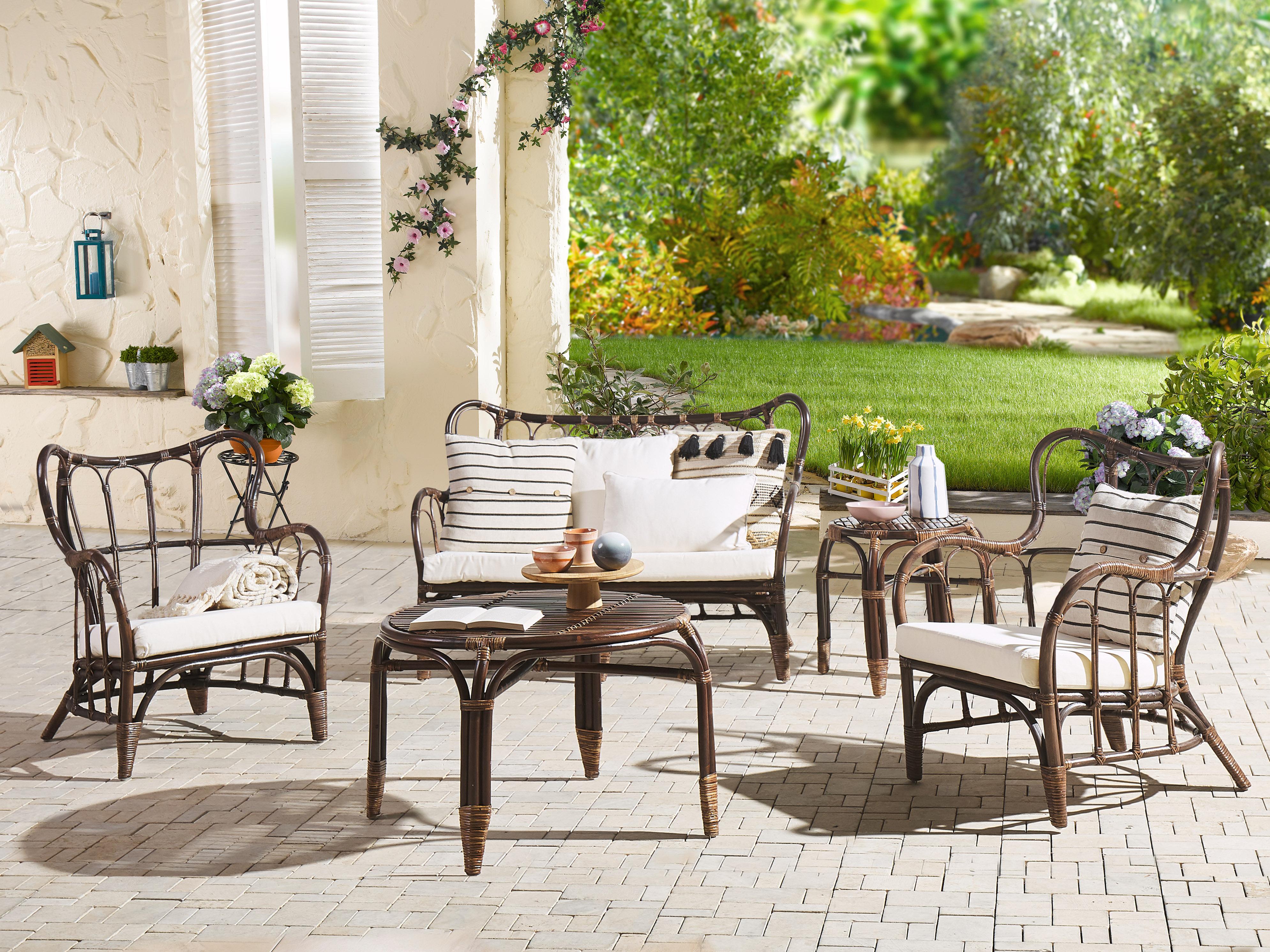 Loungeset met tafel 4-zits BRINDISI Rotan Donkerbruin