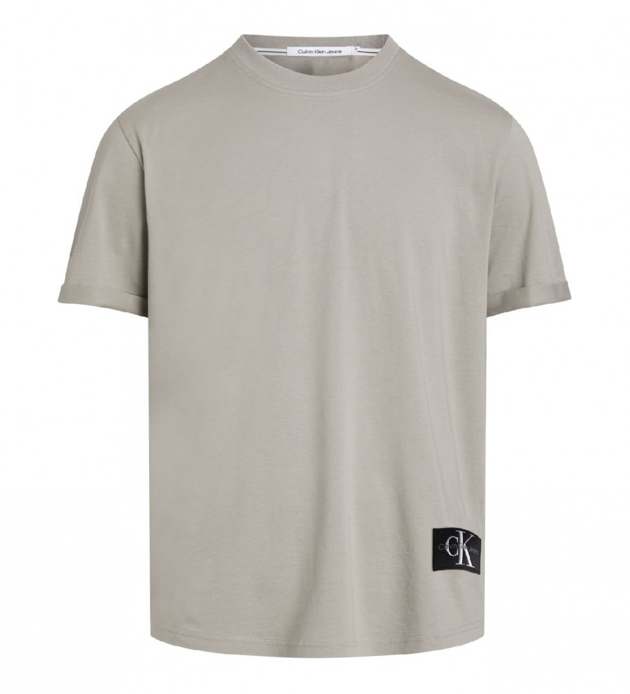 Camiseta de algodão Calvin Klein Jeans com emblema cinza