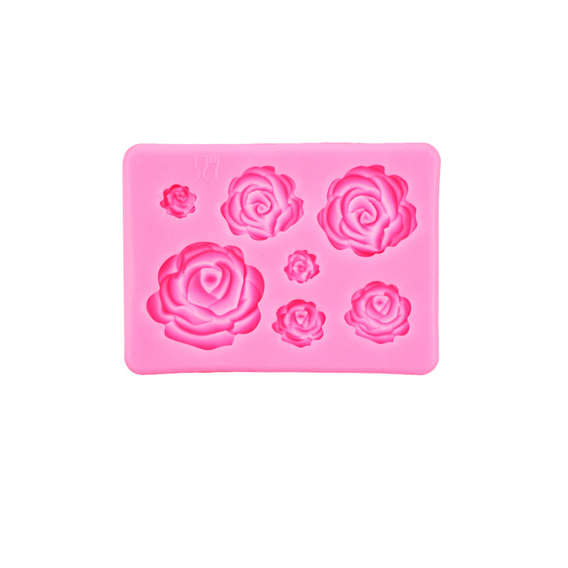 7-fach Silikon 3D Pralinen Form für Fondant / Schokolade Kuchen   Muffin Dekoration - Rose