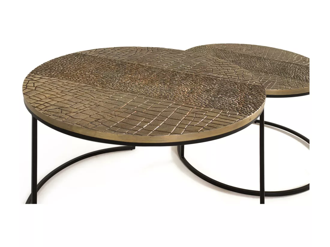 Table set 2 en fer et aluminium noir et bronze Multicolor.Giner y Colomer.