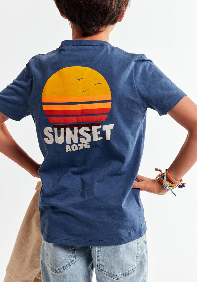 AO76 blauwe ao76 t-shirt mat t-shirt sunset