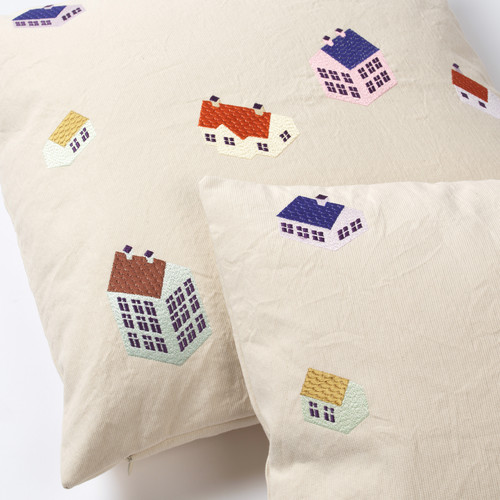 Broste Copenhagen - CUSHION COVER 'HOUSE' COTTON - Multicolore