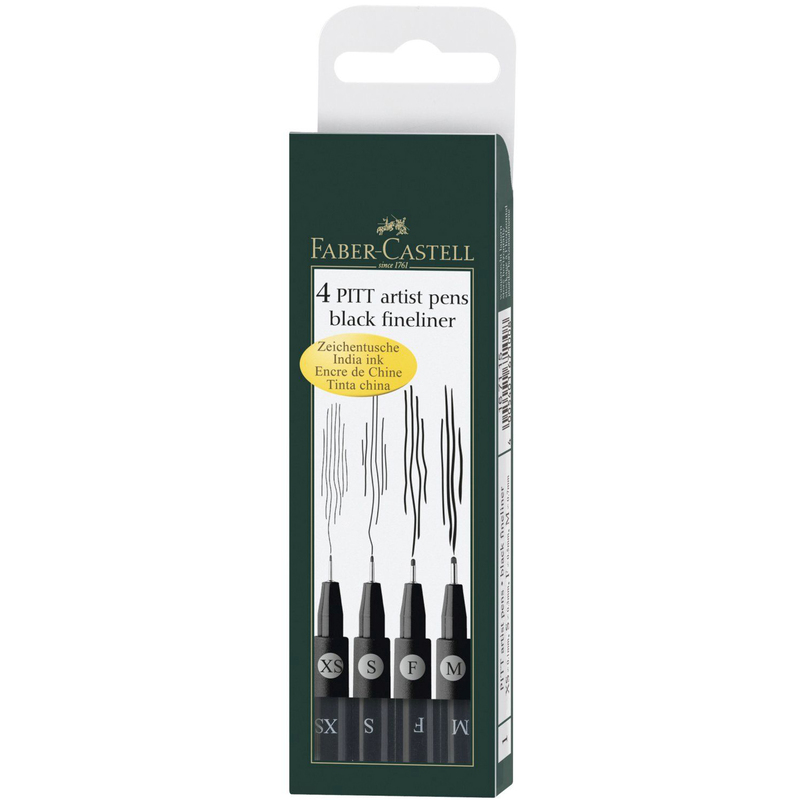 Faber-Castell Tuschenstifte Pitt Artist Pen, 4 Stück, schwarz