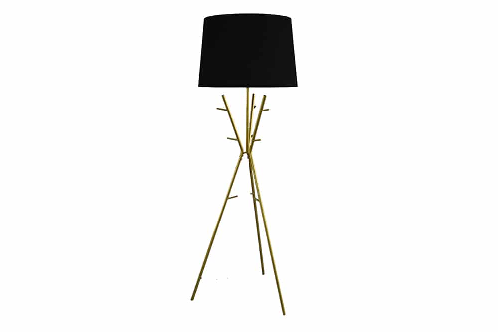 Vielseitige Stehlampe WARDROBE 175cm gold schwarz Garderobe mit Stoffschirm Metall