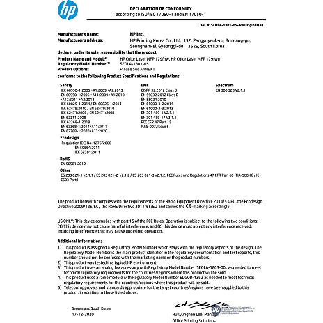 HP Color Laser printer MFP 178nw