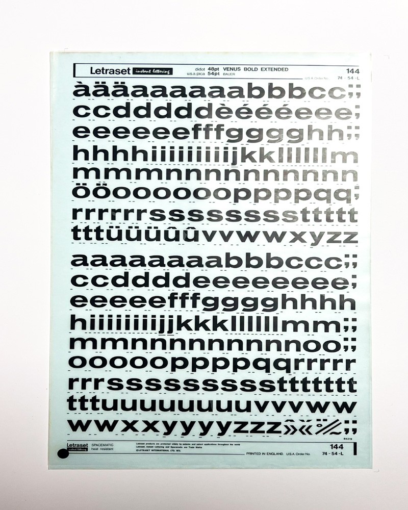 letraset-144- VENUS BOLD EXTENDED - 48pt