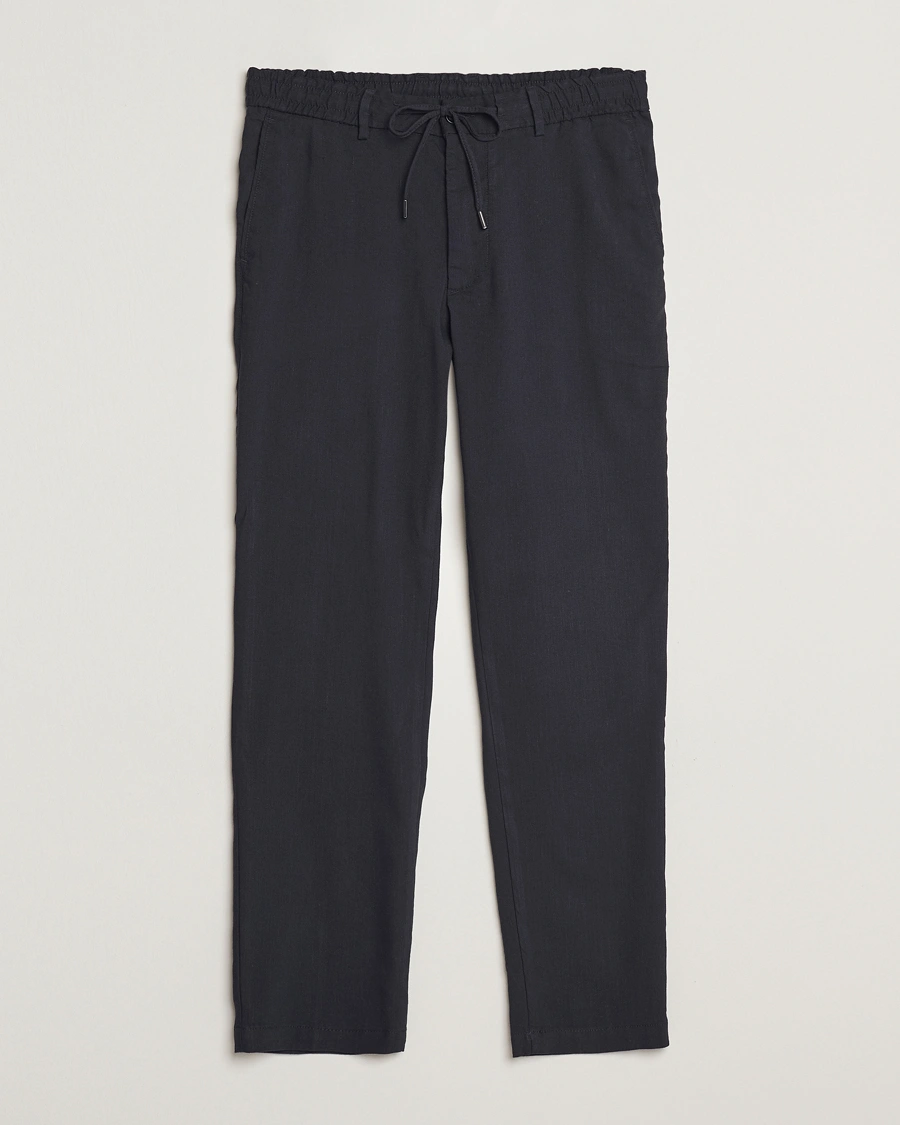 BOSS BLACK Kane Linen Blend Drawstring Trousers Dark Blue